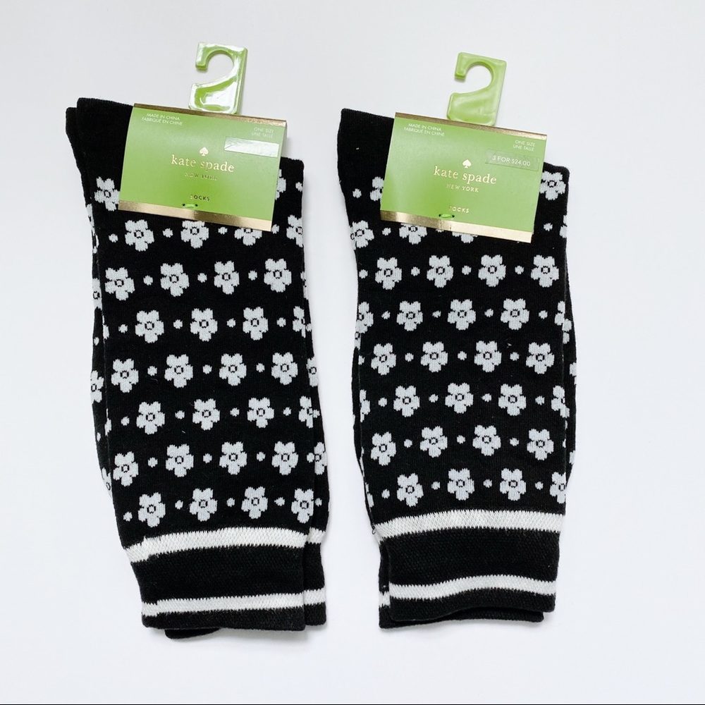 NWT✨ kate spade crew socks (set of 2 - b&w floral)